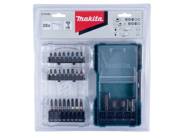 Makita - Sett med skrutrekkerbits og -sokler - 28 deler - torx, phillips, pozidriv, hex, slot