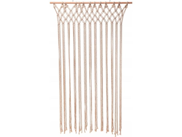Home Styling Collection Dørgardin, 90 x 180 cm, makramé på trestolpe