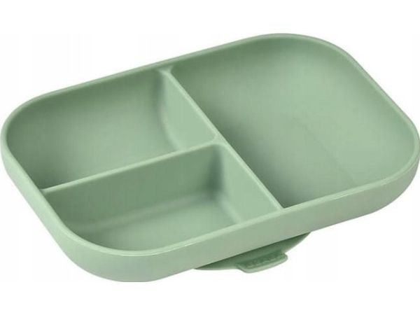 Beaba tredelt tallerken med sugekopp, Sage Green