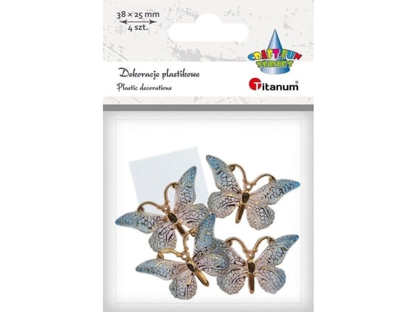 Titanum selvklebende dekorasjoner sommerfugler 38×23 mm, 4 stk