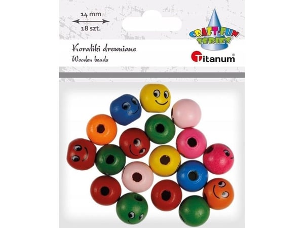 Titanum Plastperler, runde med ansikt, 18 stk