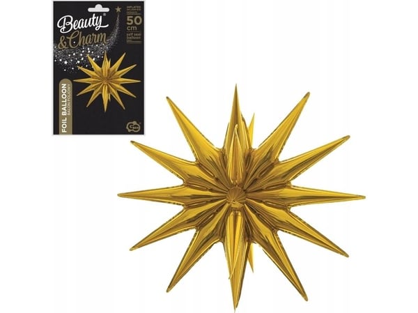 GoDan ballongfolie stjerne 3D gull 50x46 FG-G3ZL 92353