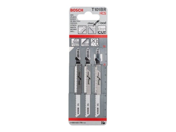 Bosch clean for Wood T 101 BR - Sticksågblad - för spånskiva, plywood, fiberplatta, mjuka träslag, laminerade paneler, släta trämaterial - 3 delar ...