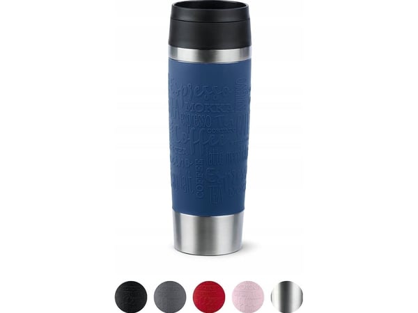 EMSA Travel Mug Classic N2022100, Svart, Blå, Rustfritt stål, Silikon, Rustfritt stål, Polypropylen (PP), 4 timer, 8 timer