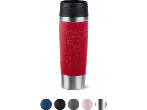 EMSA Travel Mug Classic N2022200, Svart, Rød, Rustfritt stål, Silikon, Rustfritt stål, Polypropylen (PP), 4 timer, 8 timer