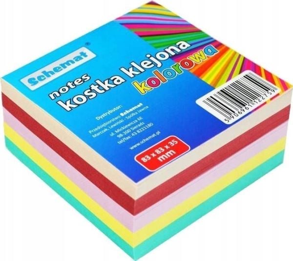 Interdruk farget papirblokk 83x83x35 mm, limt