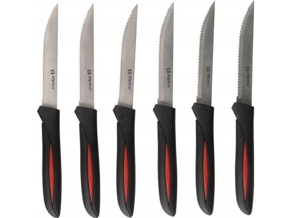 Alpina - INOX ruostumattomasta teräksestä valmistetut pihviveitset 23 cm 6 kpl (musta)