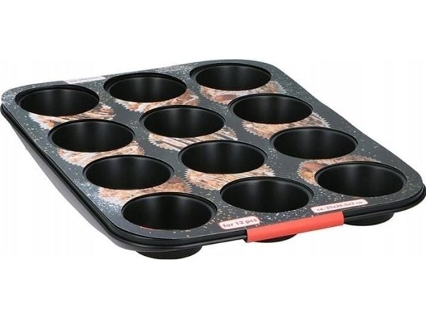 Alpina - Muffins/muffinsform til 12 stk, non-stick (svart)
