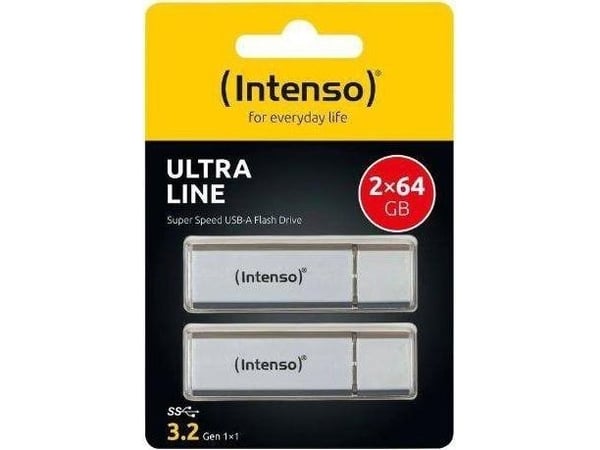 Intenso Ultra Line 2 x 64GB, 64 GB, USB Type-A, 3.2 Gen 1 (3.1 Gen 1), 70 MB/s, Med lokk, Sølv