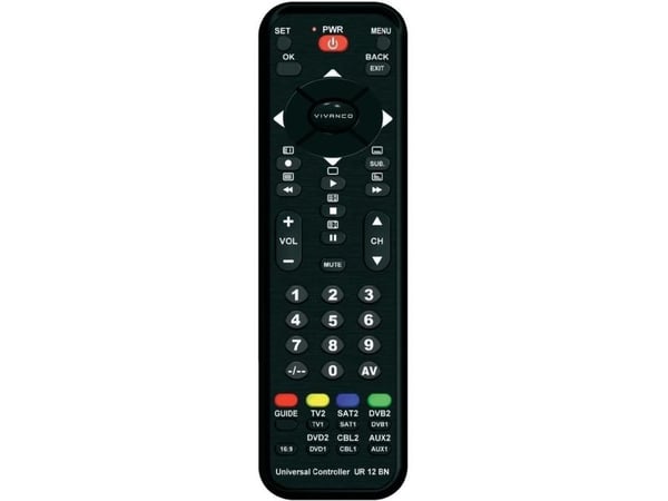 Vivanco UR 12 BN, CD/MD, DVD/Blu-ray, SAT, TV, TV-mottaksboks, VCR, Trykknapper, Sort