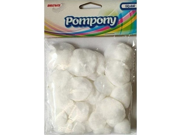 BREWIS fluffy pomponger hvite 24 stk