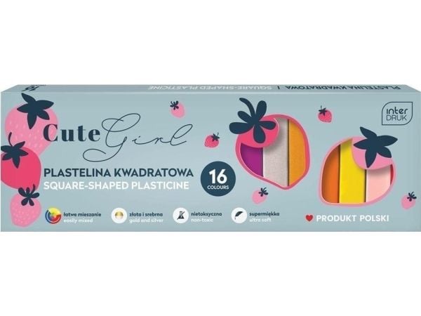 Interdruk kvadratisk plastelina 16 farger Cute Girl