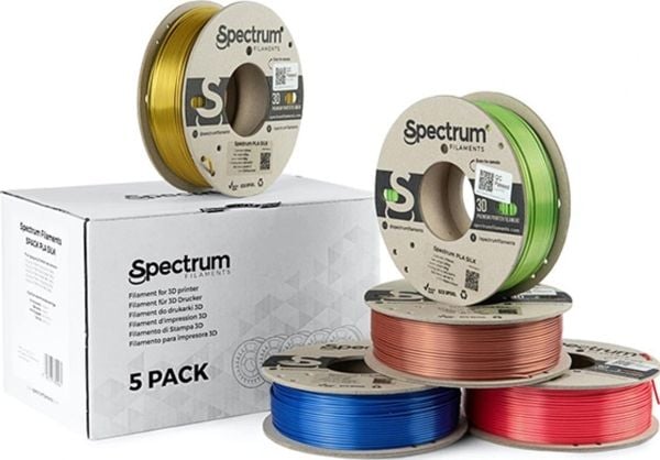 3D Spectrum PLA Silk 3D-filament 1,75 mm, 5x250 g, 80750 – mix Glorious Gold, Spicy Copper, Apple Green, Ruby Red, Indigo Blue 3D Spectrum PLA Silk 3D-filament 1,75 mm, 5x250 g, 80750 – mix Glorious Gold, Spicy Copper, Apple Green, Ruby Red, Indigo Blue