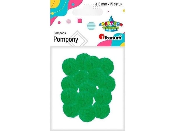 Titanum polyester-pomponer 18 mm grønne 15 stk