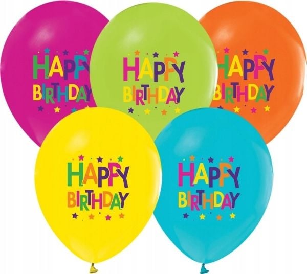 PartyDeco ballonger Happy Birthday 30 cm 5-pack