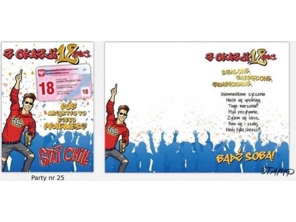 Stamp Karnet Party B6 + kuvert mönster nr 25 födelsdag 18