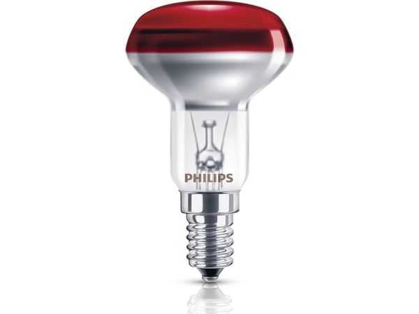 Philips Incandescent reflector lamp Glødereflektorpære 8711500328069, 40 W, E14, 1000 timer, Rød, Reflektor, 1 år