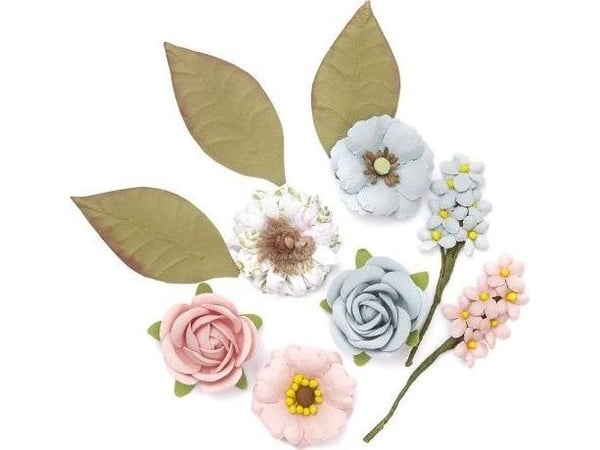 Papirblomster rosa&blå, 10 stk