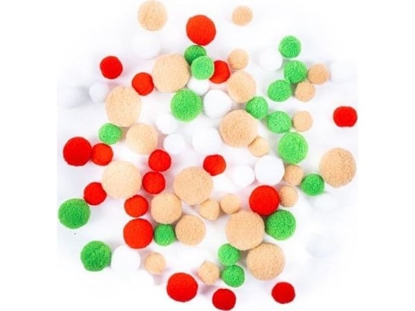 DP Craft dusk/pompon i plysj DPCRAFT mix jolly christmas, 80 stk.