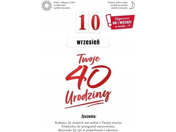 Syntymäpäiväkortti 40 vaihdettavaa numeroa