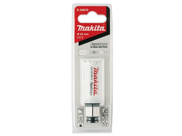 Makita E-03676, Enkelt, Bor, Stål, Aluminium, Plast, Tre, Rustfritt stål, Hvit, Bimetall, 4,4 cm