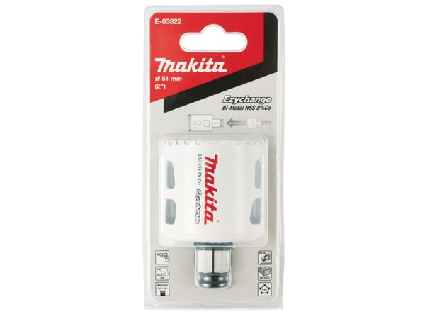 Makita E-03822, Enkelt, Bor, Stål, Aluminium, Plast, Tre, Rustfritt stål, Hvit, Bimetall, 4,4 cm