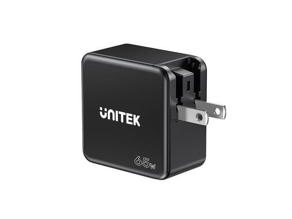 Unitek - Strømadapter - GaN - 65 Wh - 3.25 A - PD, QC 3.0 - 2 utgangskontakter (USB, 2 x USB-C) - svart
