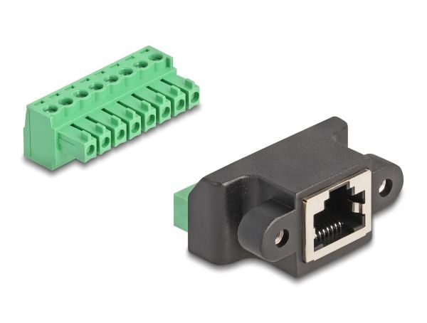 Delock - Nettverkkontakt - RJ-45 (hunn) til 8-pins terminalblokk avtakbar - svart, grønn