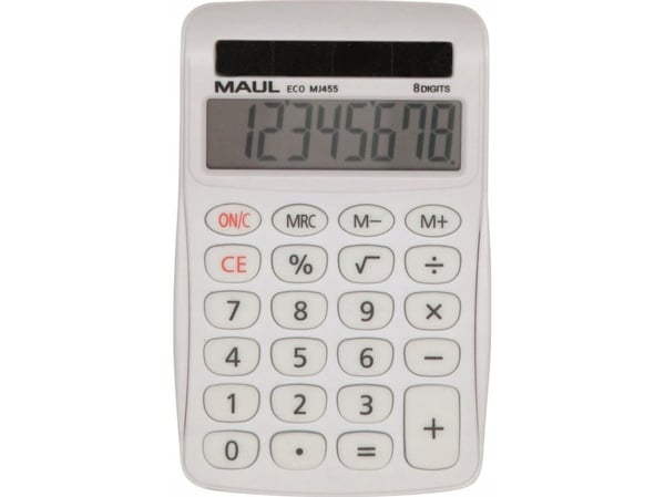Jakob Maul GmbH desktop kalkulator ECO MJ 455 8 siffer hvit solenergi drift - uten batteri (7263102)