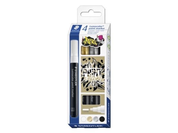 Staedtler Lumocolor 349 C4, Hvit, Svart, Hvit, 1 farger, Vann-basert blekk, Projektil spiss, Rund
