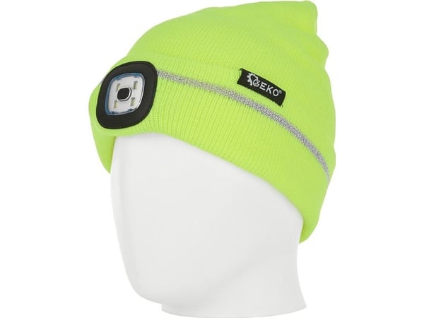 Geko vinterlue med refleks batteridrevet med LED-lampe (gul) (100)