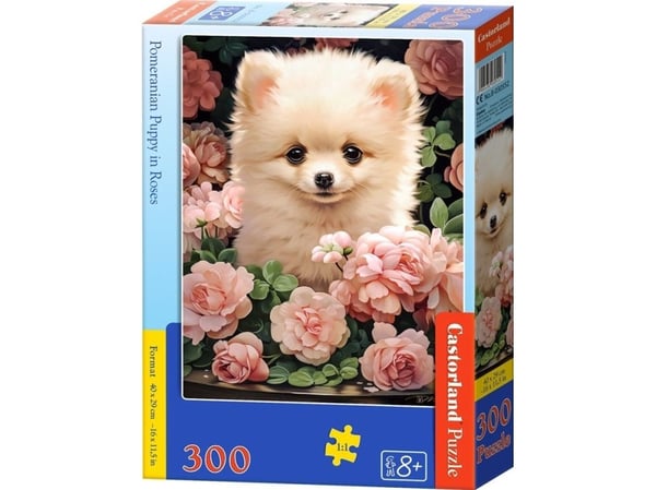 Castorland Puzzle 300 Pomeranian Puppy in Roses CASTOR