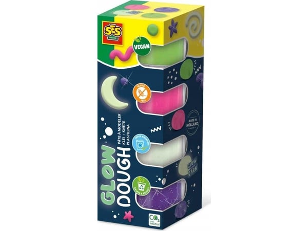 SES Creative 00516, Modelleringsleire, Grønn, Rosa, Lilla, Hvit, Barn, 4 stykker, Plastpotte, Gutt/Jente