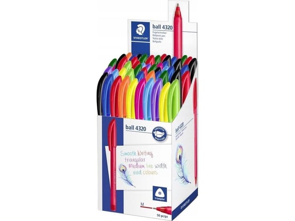 Kuglepen Staedtler® 4320, medium, 10 farver, pakke a 50 stk.