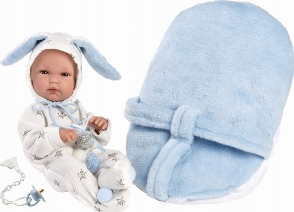 Llorens vinyl babydukke Bimbo med bæresele 35 cm
