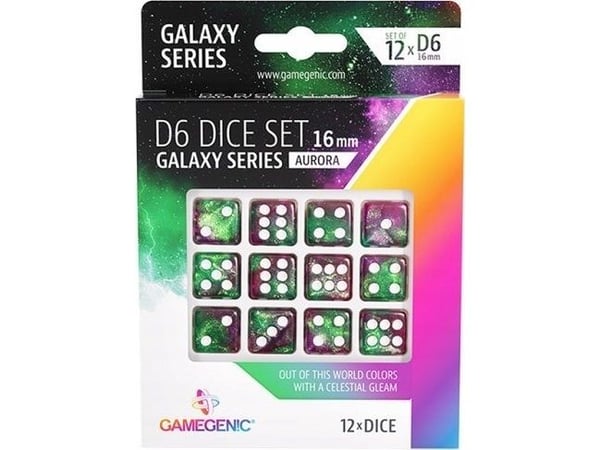 Gamegenic Galaxy Series D6 terninger (16 mm) Aurora