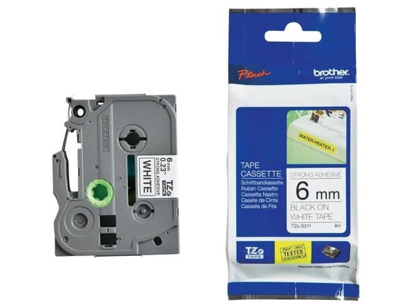 Brother - Rull (0,6 cm) teipkassett for skriver - for P-Touch PT-1010, 1080, 1090, 1230, 1290, 18, 2100, 2110, 2430, 3600, 7100, 9800, PT-GL-200