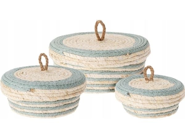 Home Styling Collection oppbevaringsbokser med lokk, 3 stk