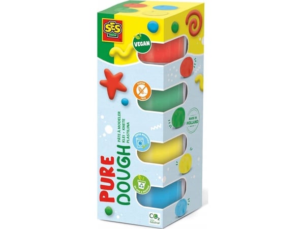 SES Creative 00511, Modelleringsleire, Flerfarget, Barn, 4 stykker, Plastpotte, 4 farger