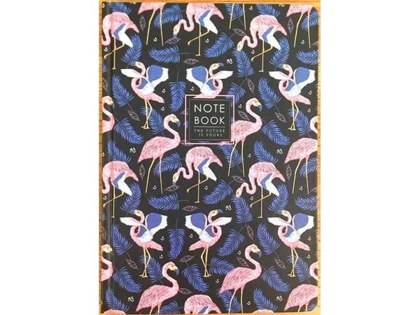 Frisk dekorativ notatbok A5/64K rutenett TW Flamingoer