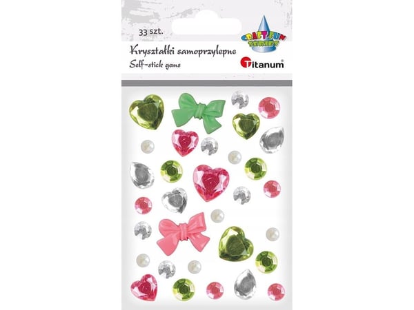 Titanum krystalklistremerker selvklebende grønn/rosa mix 33 stk