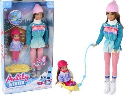LeanToys dukker Anlily mamma og datter på sekker, sett med sekker