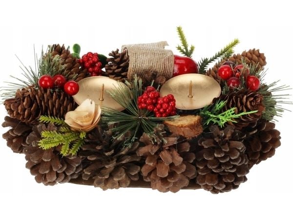 Home Styling Collection Pinecone lysestake for to lys, 26 cm