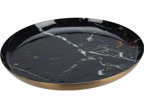 Home Styling Collection Dekorativ tallerken, sort marmor, 28 cm