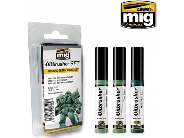 Vallejo Ammo: Oilbrusher-sett – Mechas Green Tones-sett