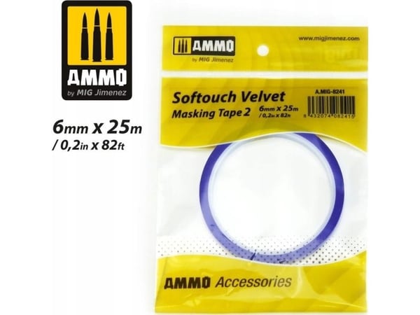 Vallejo Ammo: Softouch Velvet Masking Tape 2 (6 mm x 25 m)