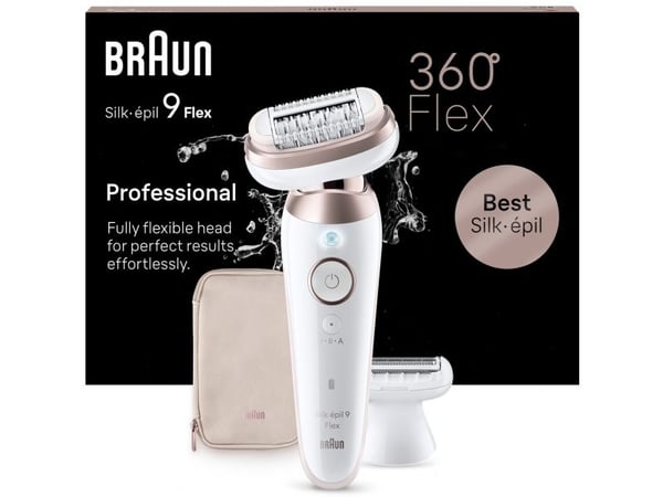Braun Silk-épil 9 Flex 9-030 3D, Rosa, Hvit, 40 pinsetter, MicroGrip, Armhule, Bikini, 0,5 mm, Batteri