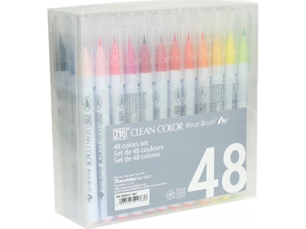 Zig Clean Color Pensel Pen med 48 stk. ass. farver
