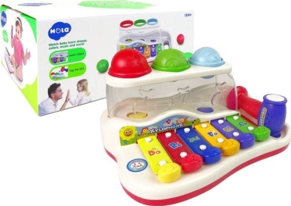 LeanToys pedagogiske cymbaler for småbarn hammerklosser fargerike baller
