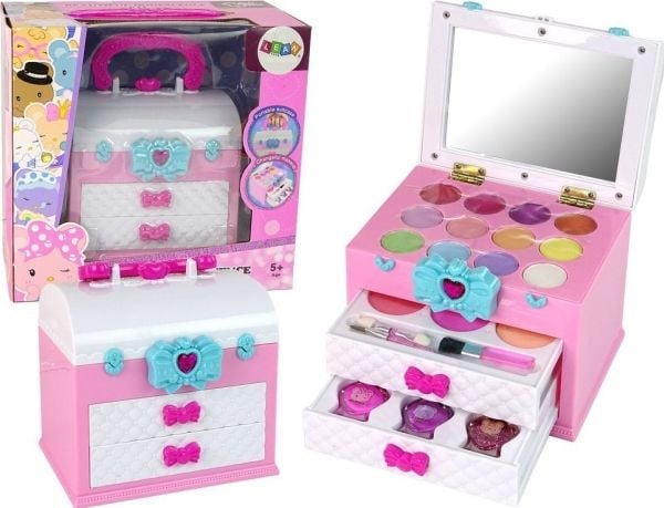 LeanToys skjønnhetsett i koffert, rosa/hvit